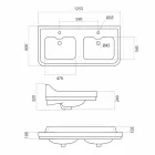 Classic dubbel skål keramiskt handfat tillverkat i Italien, Swami Viadurini