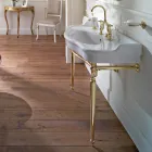 Konsol Tvättställ med dubbel keramisk skål, Made in Italy Vintage - Paulina Viadurini