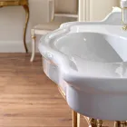 Konsol Tvättställ med dubbel keramisk skål, Made in Italy Vintage - Paulina Viadurini