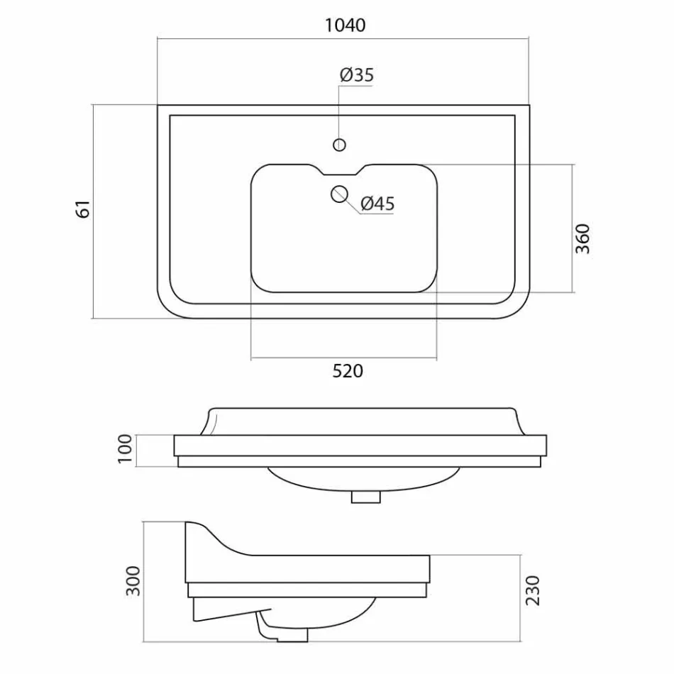 Konsol tvättställ i vit keramik av klassisk italiensk design, Swami Viadurini