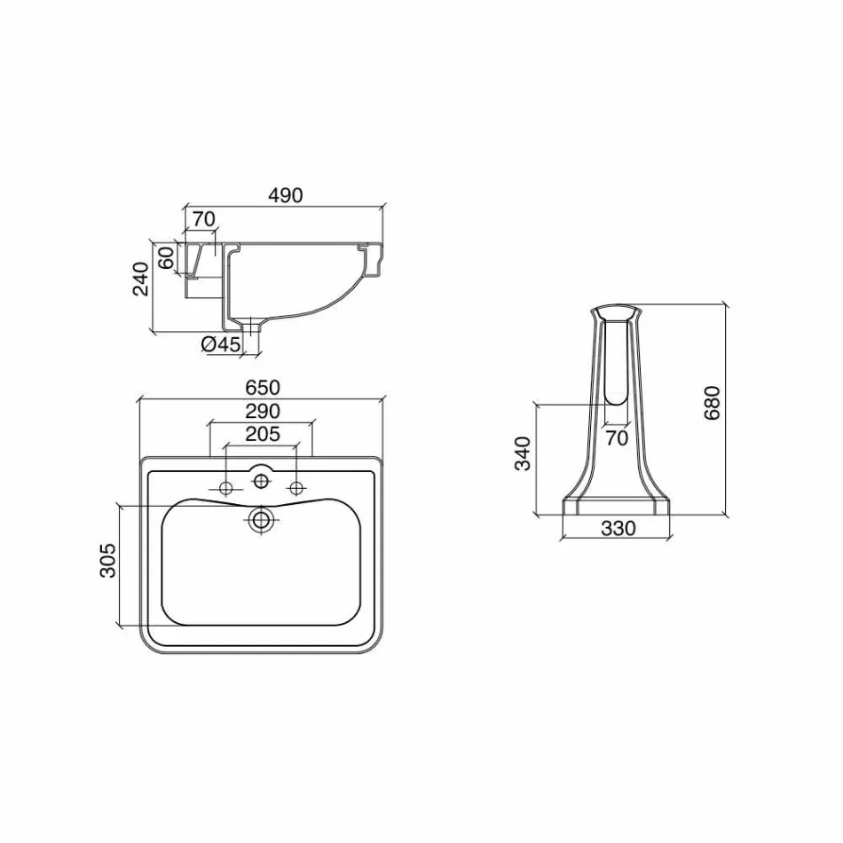 Konsol tvättställ på vintage kolonn i keramik tillverkad i Italien - Marwa Viadurini