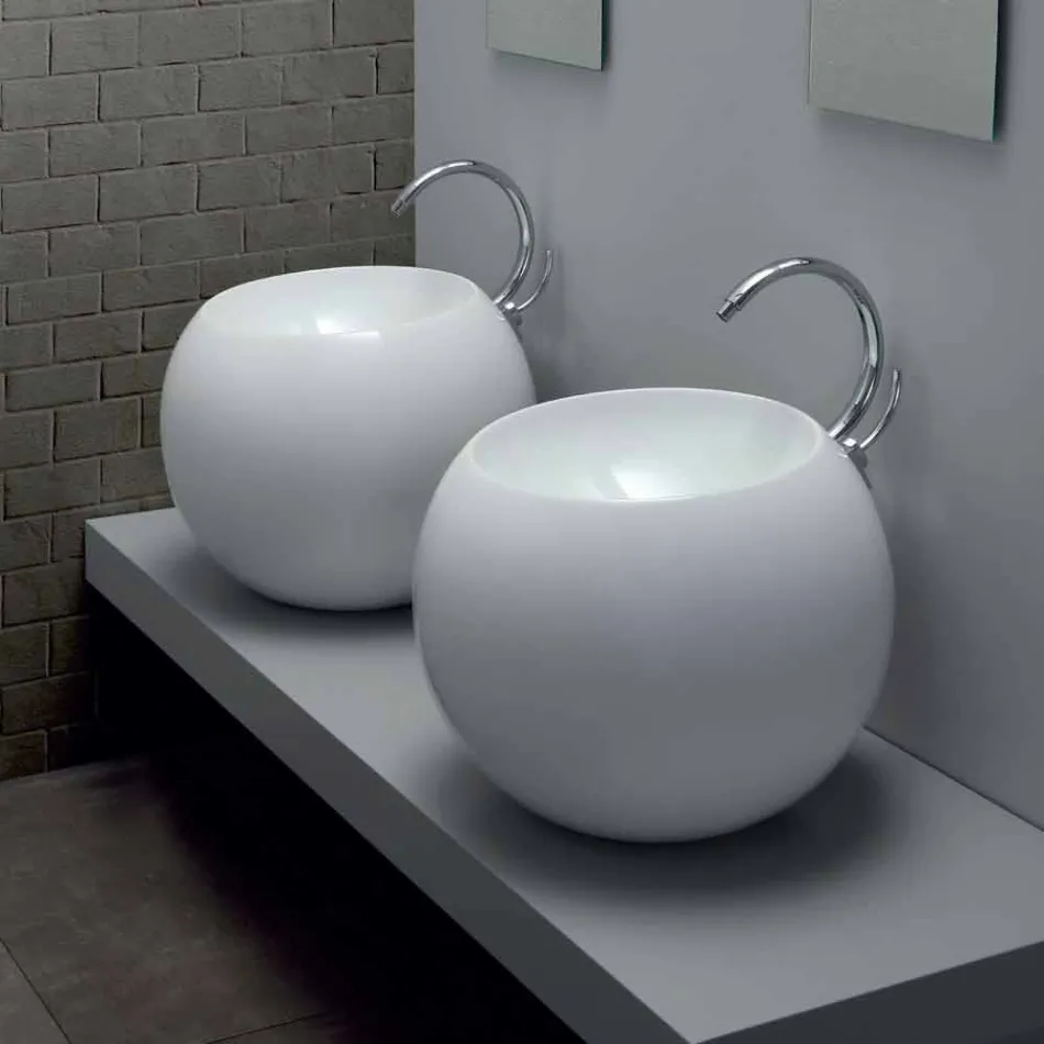 Bollformad diskbänk i färgade keramiska plattor Viadurini