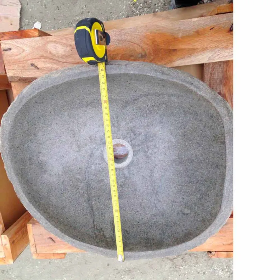 Handfat bänkskiva i modern flod natursten - Aurea Viadurini