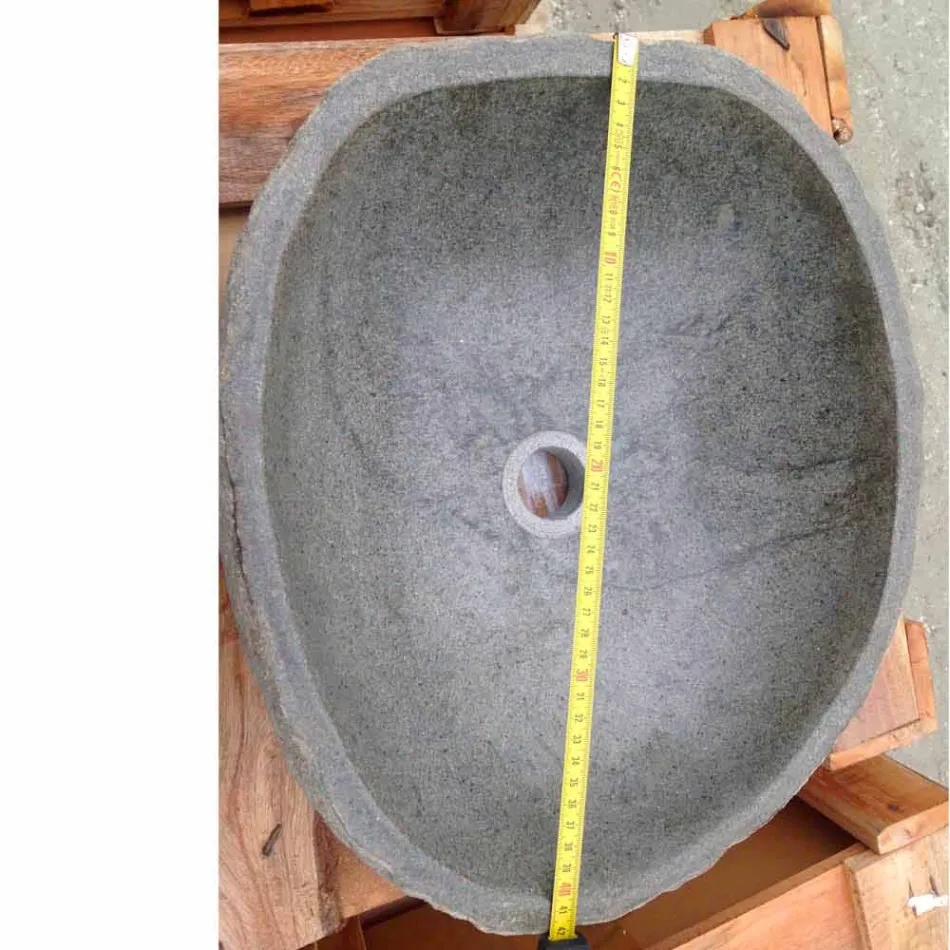 Handfat bänkskiva i modern flod natursten - Aurea Viadurini