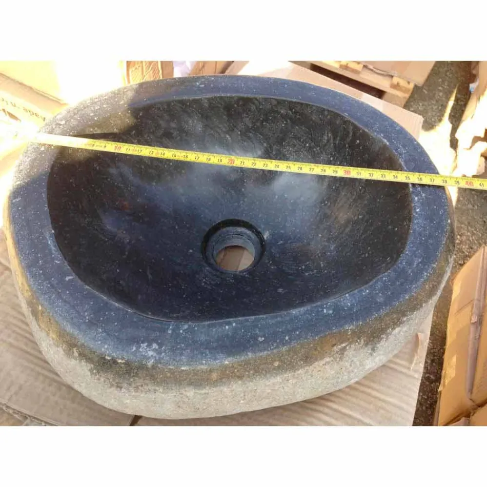 Handfat bänkskiva i modern flod natursten - Aurea Viadurini