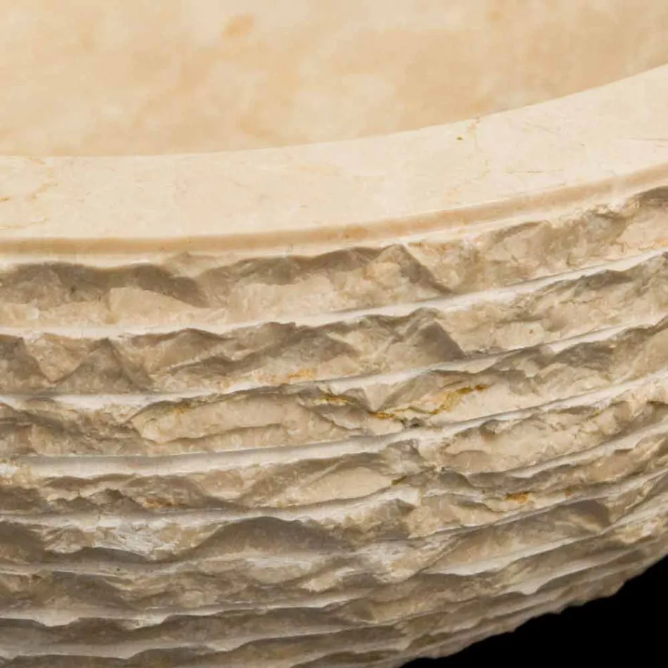 Vit bänkskål tvättställ av naturlig Finn sten, unikt stycke Viadurini