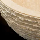 Vit bänkskål tvättställ av naturlig Finn sten, unikt stycke Viadurini