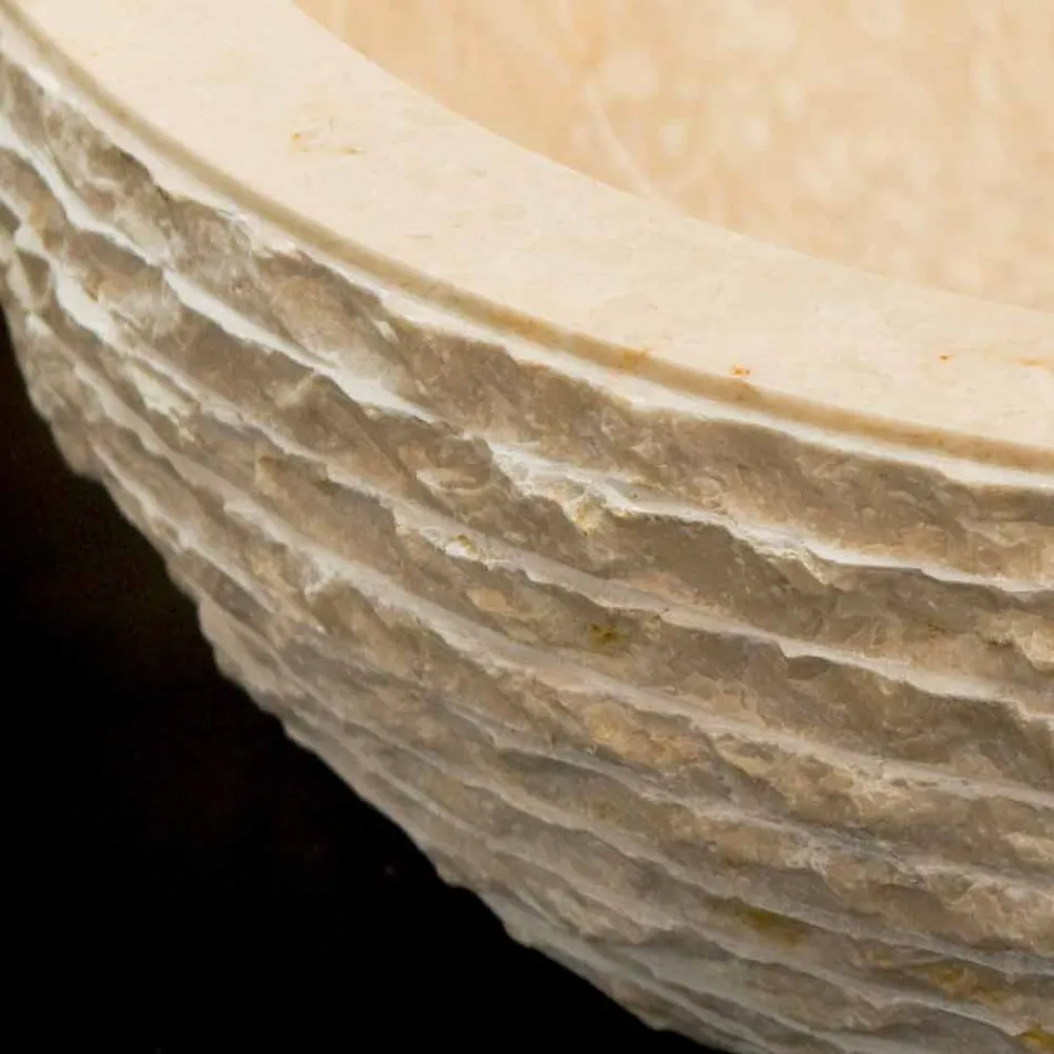 Vit bänkskål tvättställ av naturlig Finn sten, unikt stycke Viadurini