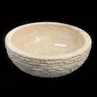 Vit bänkskål tvättställ av naturlig Finn sten, unikt stycke Viadurini