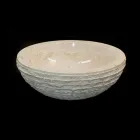 Vit bänkskål tvättställ av naturlig Finn sten, unikt stycke Viadurini