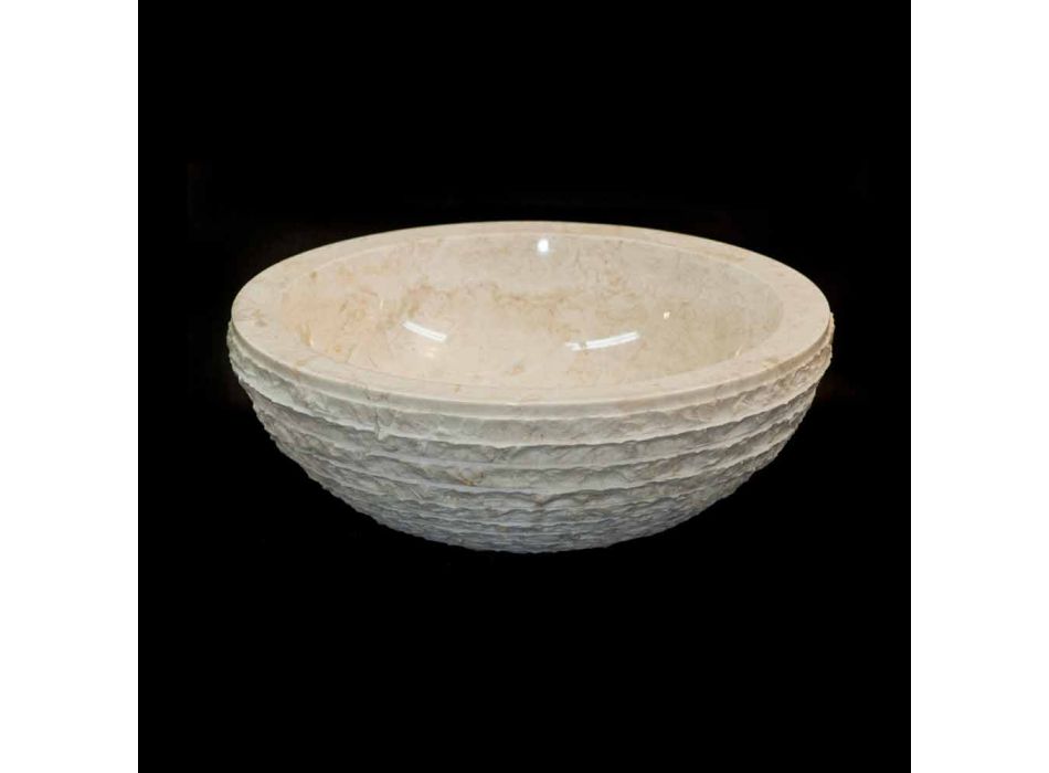 Vit bänkskål tvättställ av naturlig Finn sten, unikt stycke Viadurini