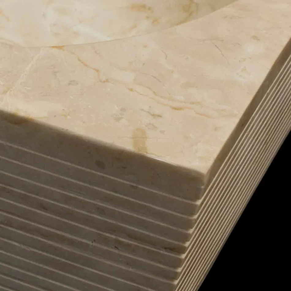 Vit bänkskål tvättställ i natursten, unikt stycke, Zor Viadurini