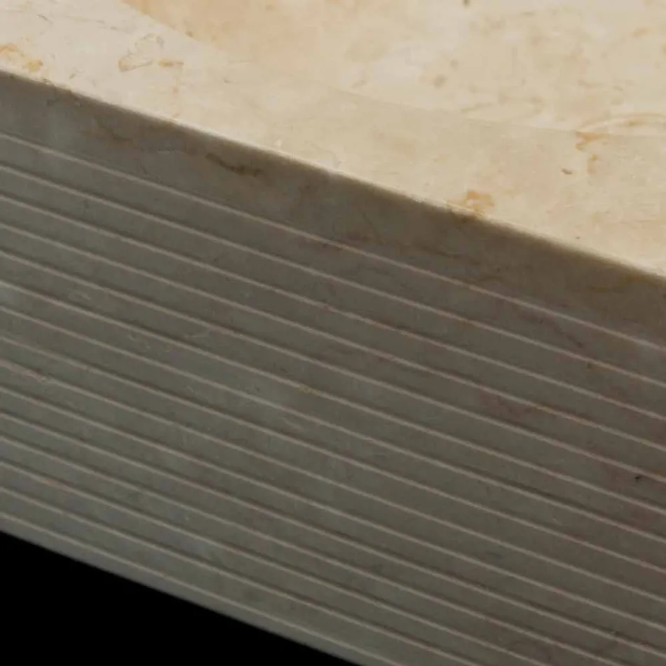 Vit bänkskål tvättställ i natursten, unikt stycke, Zor Viadurini