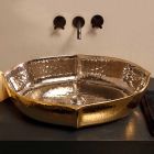 Countertop keramiska och guld bänkskivan gjord i Italien Oscar design Viadurini