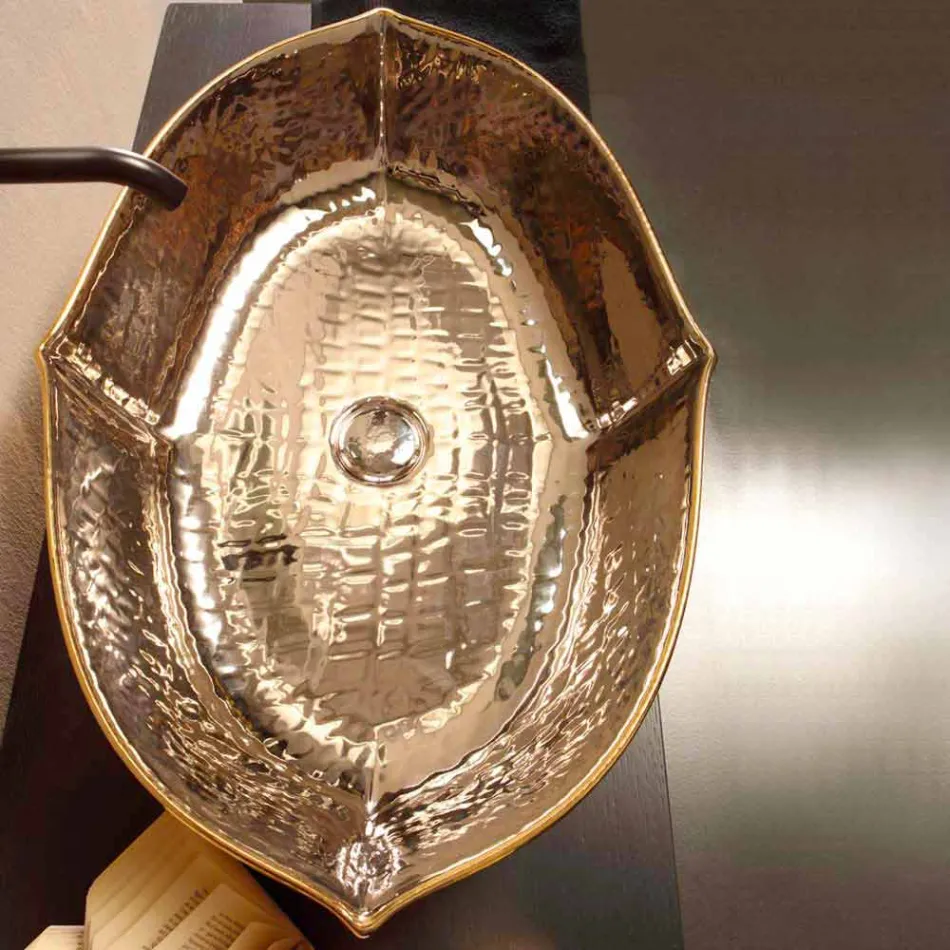 Countertop keramiska och guld bänkskivan gjord i Italien Oscar design Viadurini