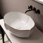 Countertop design keramiskt vitguld tvättställ gjord i Italien Oscar Viadurini