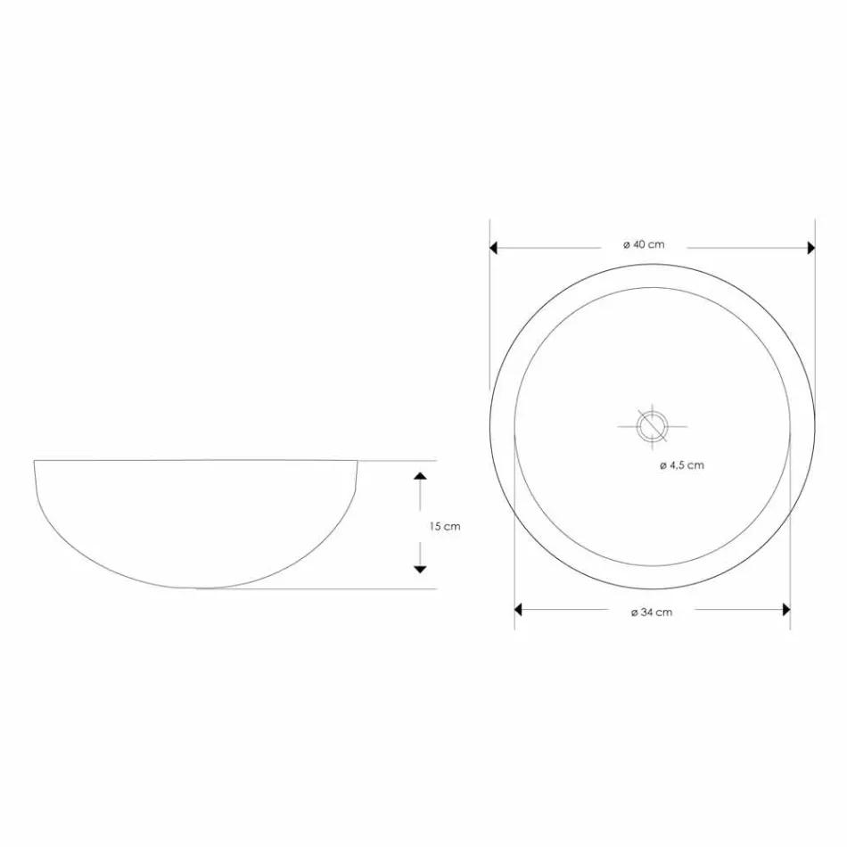 Runt design tvättställ i handarbetad svart marmor - linne Viadurini