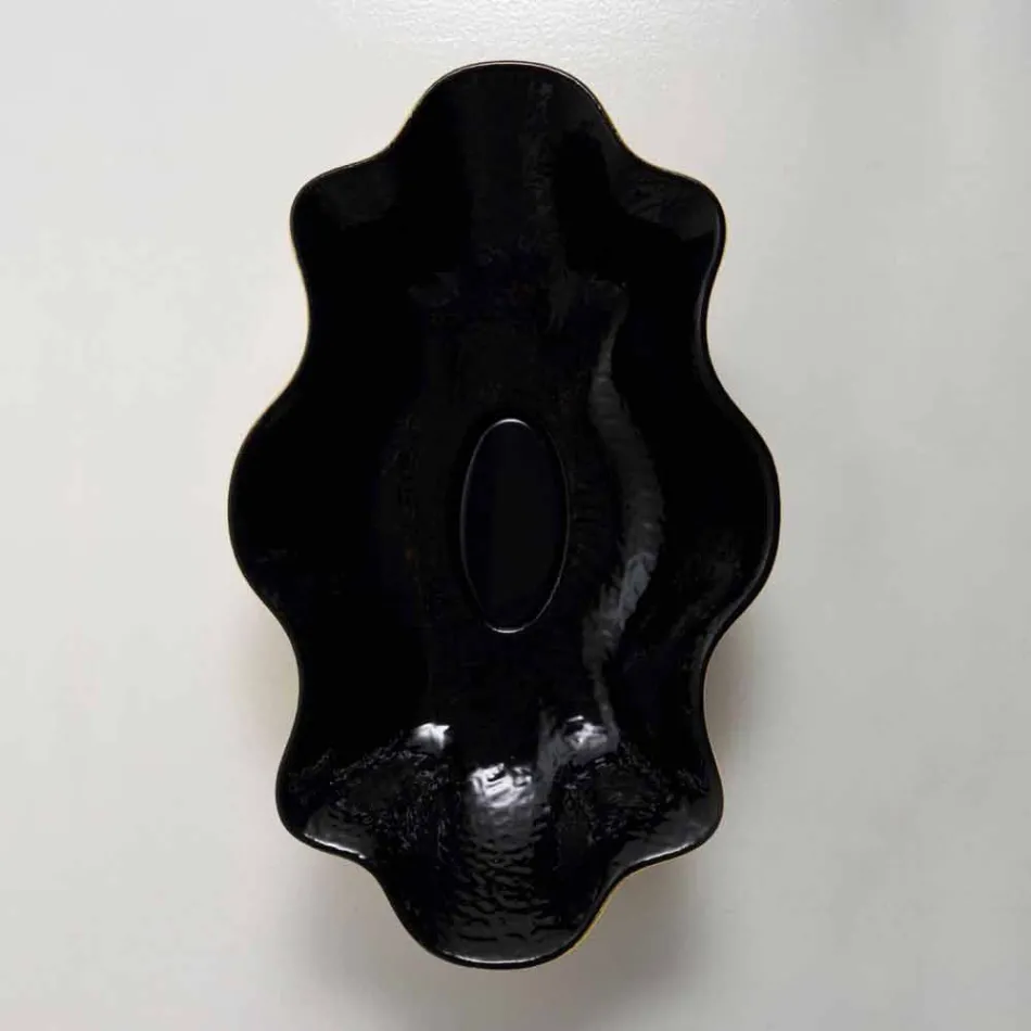 Countertop tvättställ i svart och guld keramik design gjord i Italien Cubo Viadurini