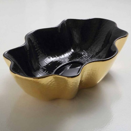 Countertop tvättställ i svart och guld keramik design gjord i Italien Cubo Viadurini