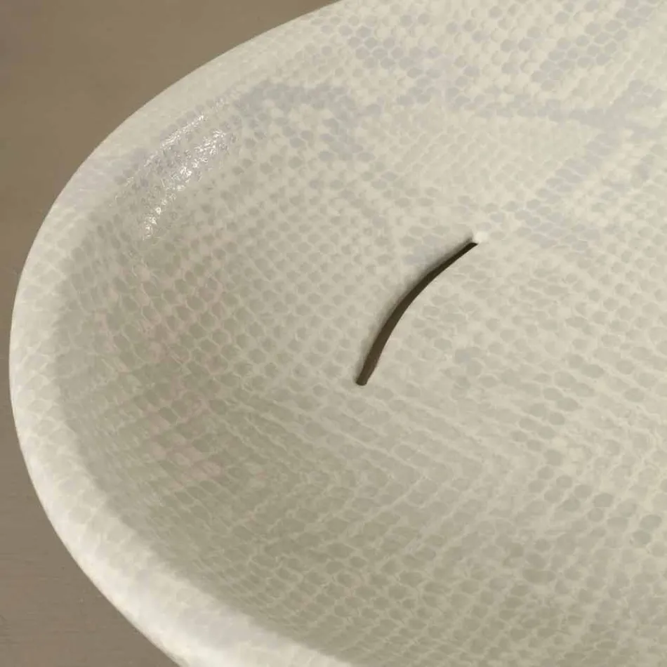 Vita keramiska python design handfat gjord i Italien Glansigt Viadurini