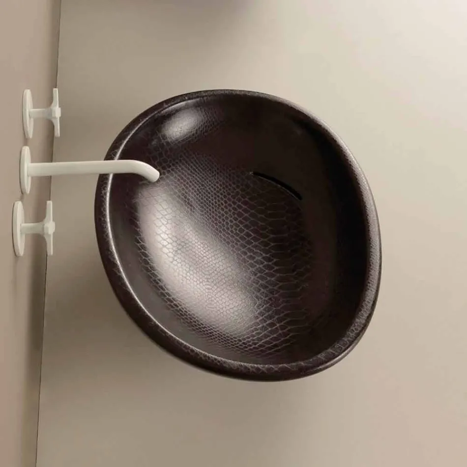 Countertop design keramisk svart python handfat gjord i Italien Glossy Viadurini
