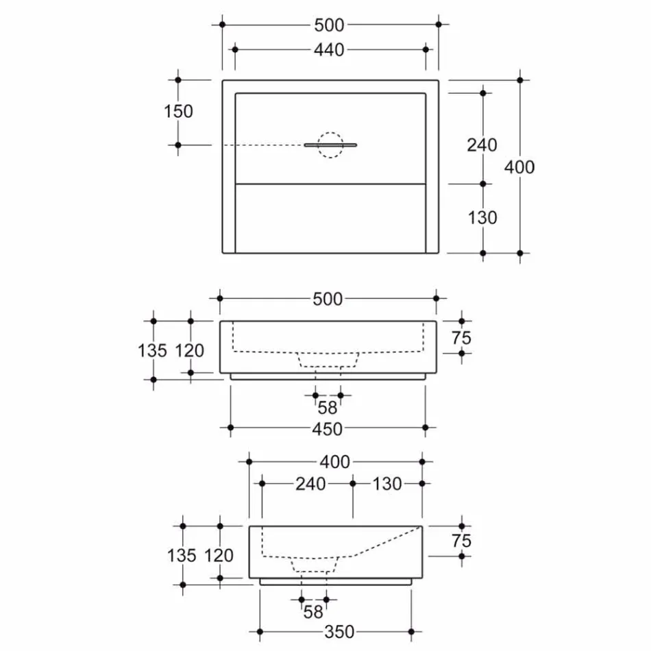 Design rektangulärt keramiskt handfat tillverkat i Italien Dalia Viadurini