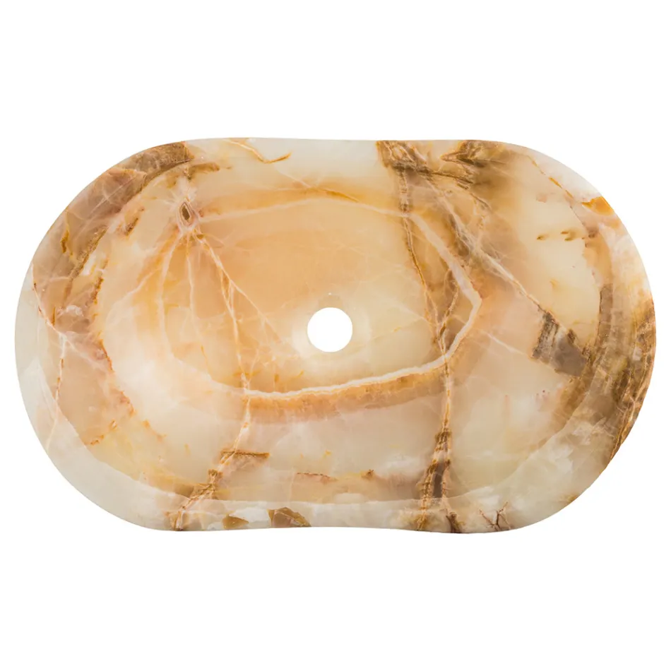 Design tvättställ i Lana onyxsten, handgjorda Viadurini