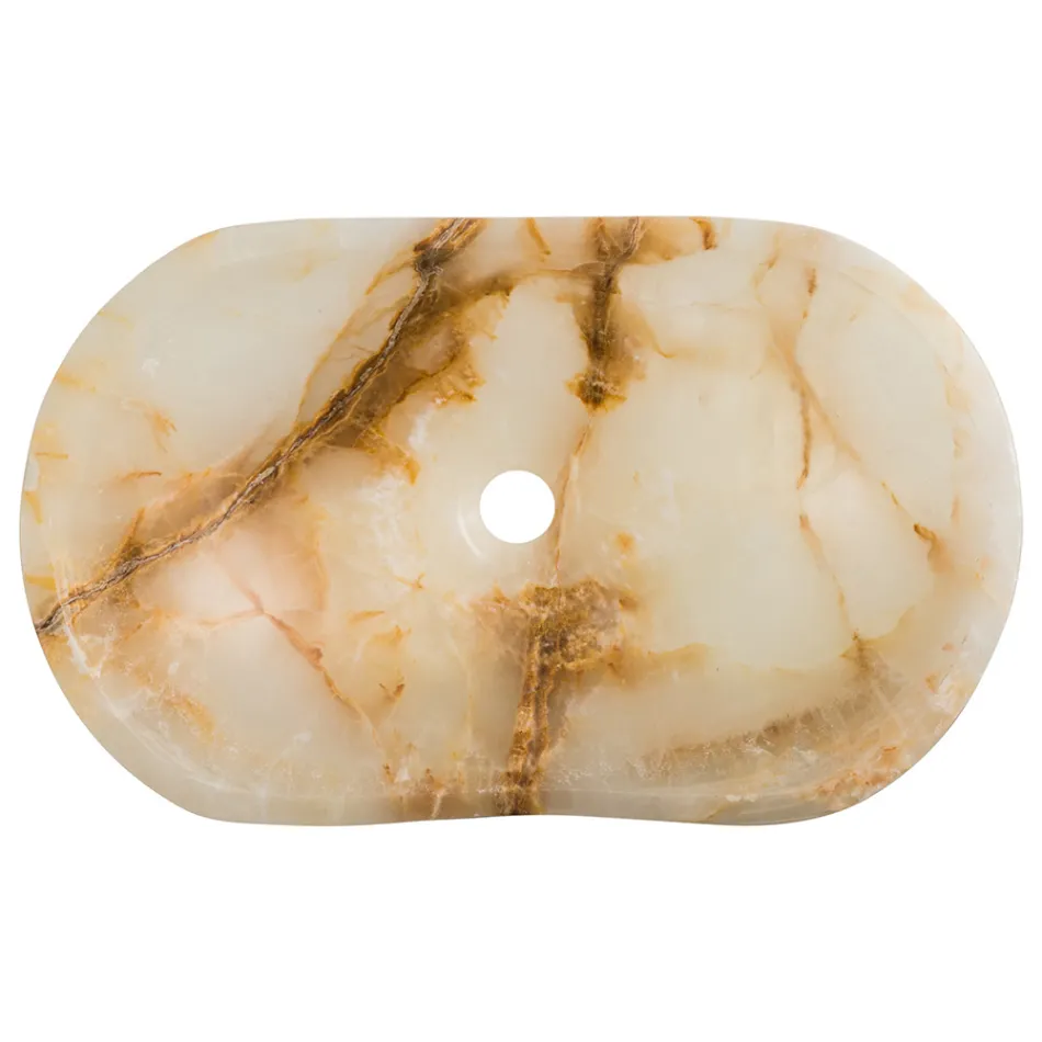 Design tvättställ i Lana onyxsten, handgjorda Viadurini