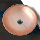 Design bänkskiva tvättställ i transparent harts och koppar - Salvatore Viadurini