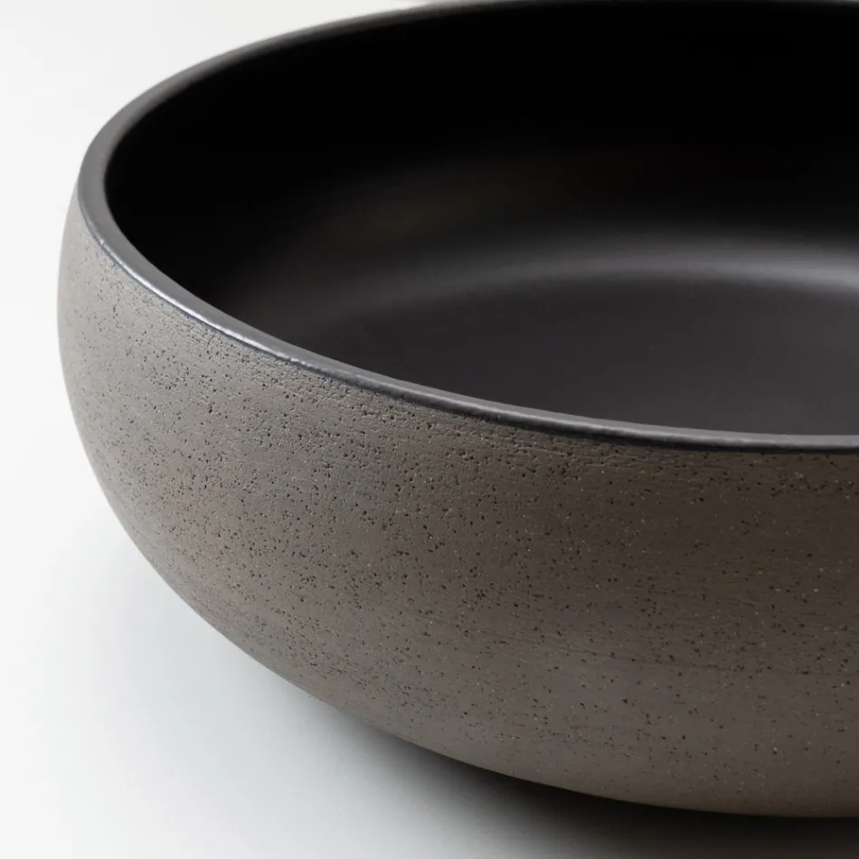 Handdrejad ljus eller mörk Raku-lera diskho - Prisma Viadurini