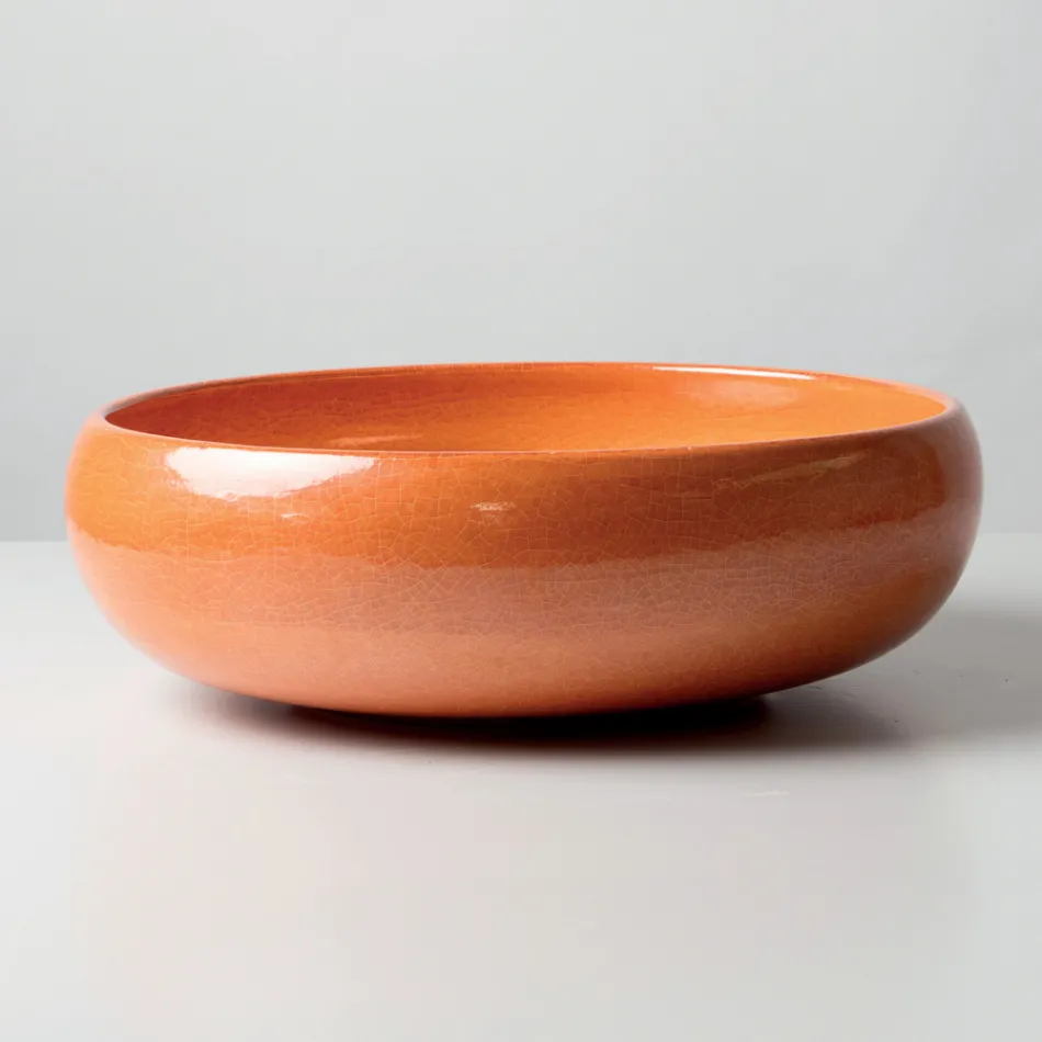 Raku lerdiskho med metallisk krakelerad lyster - Prisma Viadurini