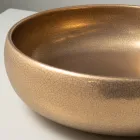 Handdrejad diskbänk i metallisk Raku-lera - Prisma Viadurini