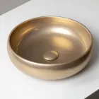 Handdrejad diskbänk i metallisk Raku-lera - Prisma Viadurini