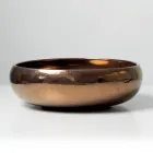 Handdrejad diskbänk i metallisk Raku-lera - Prisma Viadurini