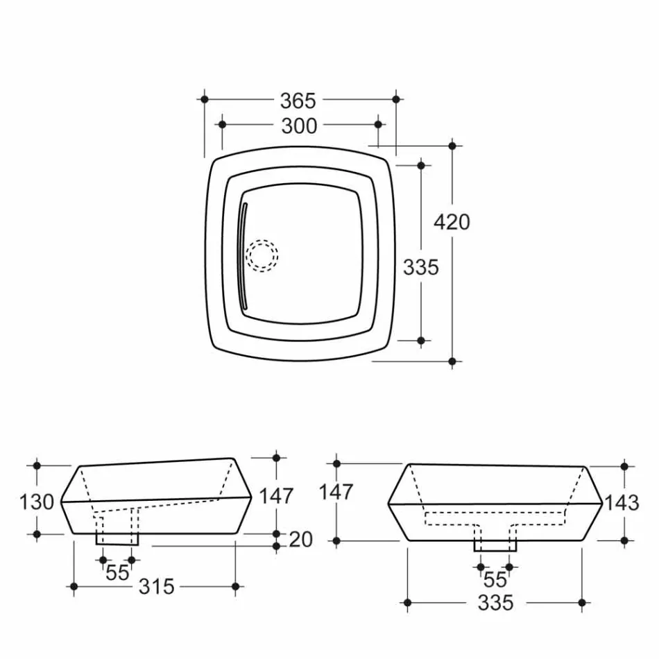 Bänkskivan i vit keramikdesign tillverkad i Italien Simon Viadurini