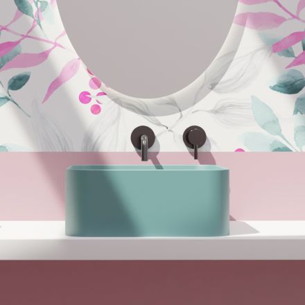 Bänkskiva keramiskt tvättställ med avfall ingår Made in Italy - Box Viadurini