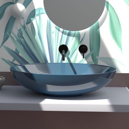 Bänkskiva tvättställ i blank eller matt keramik Made in Italy - Ferry Viadurini