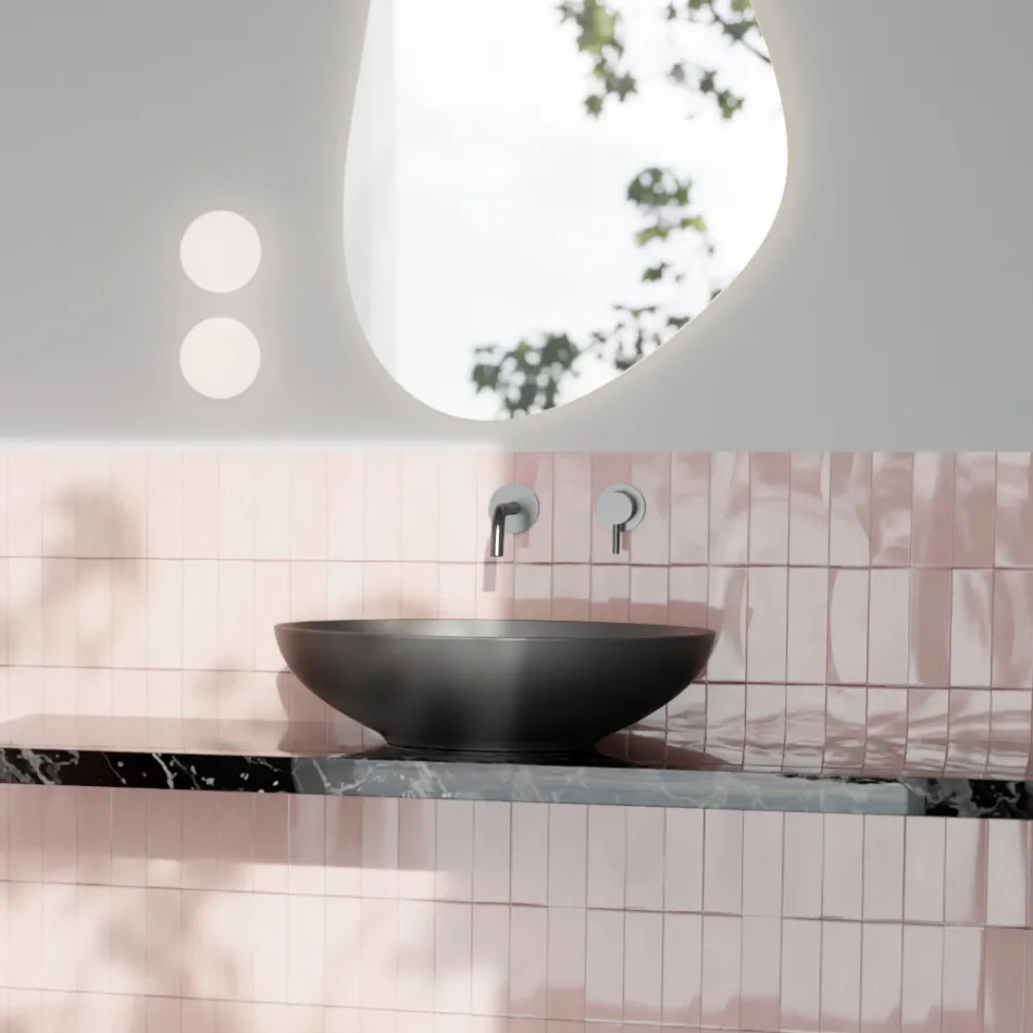 Bänkskiva tvättställ i blank eller matt keramik Made in Italy - Ferry Viadurini