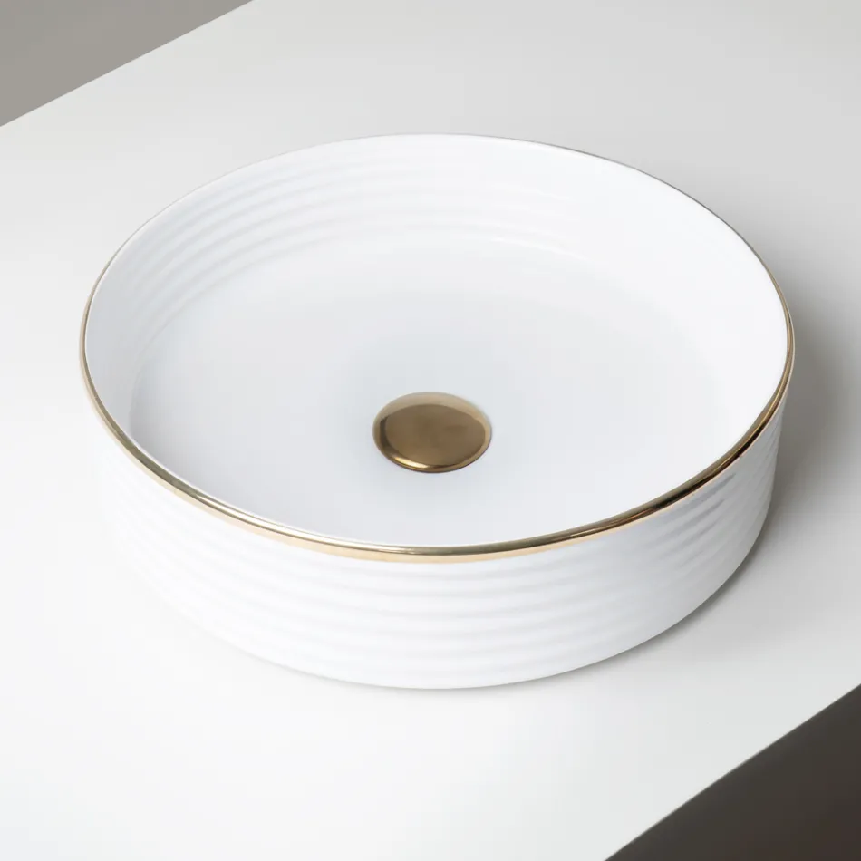 Bänkdiskho i porslinstengods med emaljerad kant - Vibration Viadurini