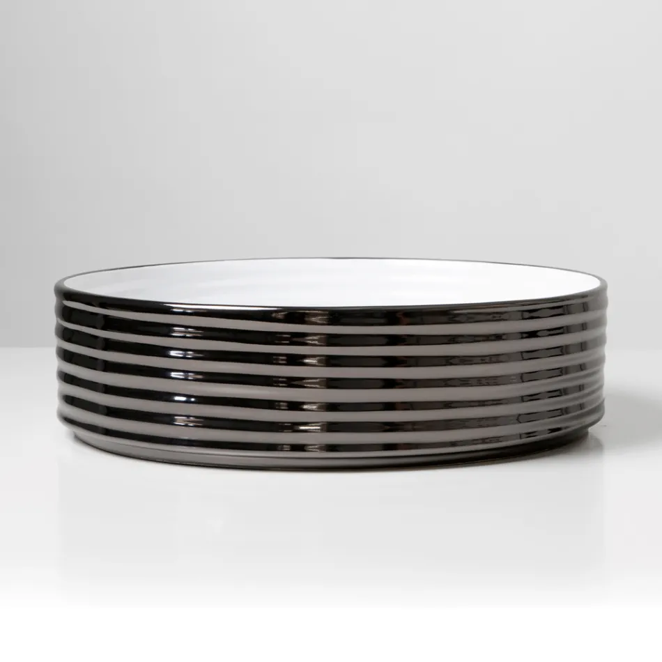 Bänkskåpstvättställ i vågigt porslin stengods tillverkat i Italien - Vibrazione Viadurini