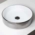 Bänkskåpstvättställ i vågigt porslin stengods tillverkat i Italien - Vibrazione Viadurini