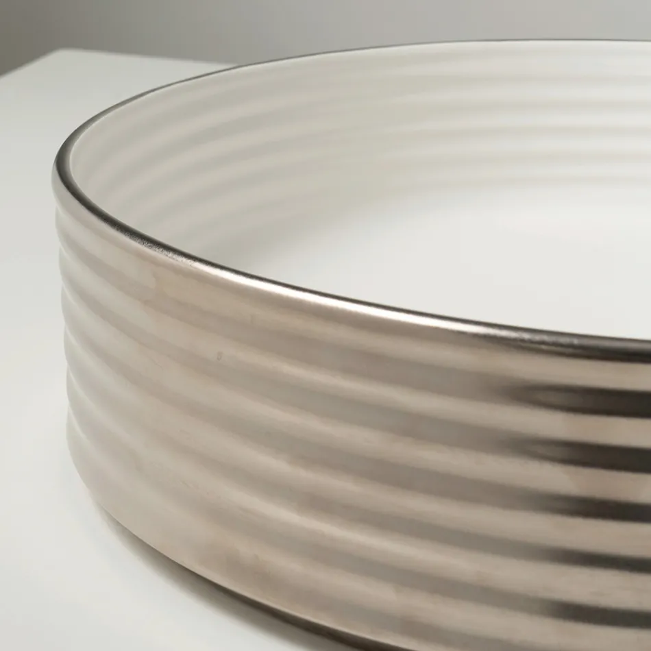 Bänkskåpstvättställ i vågigt porslin stengods tillverkat i Italien - Vibrazione Viadurini