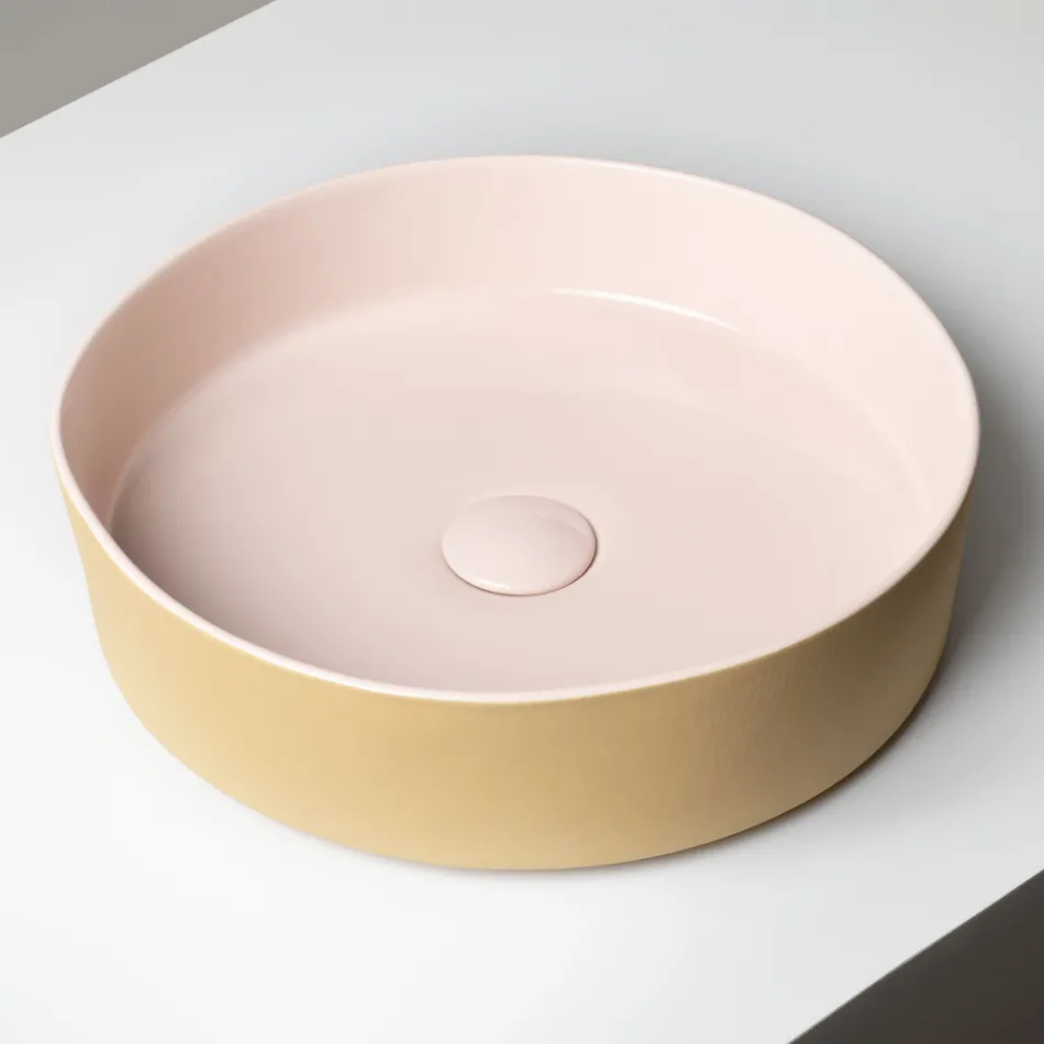 Halo handdrejat tvättställ i stengods, tillverkat i Italien Viadurini