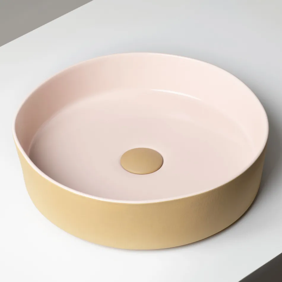 Halo handdrejat tvättställ i stengods, tillverkat i Italien Viadurini