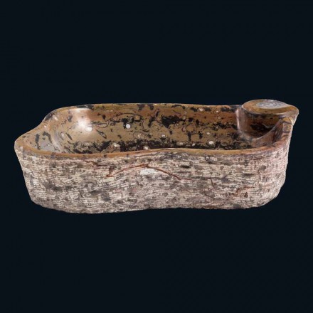 Handfat marmor disk och Numa fossil, unik del Viadurini