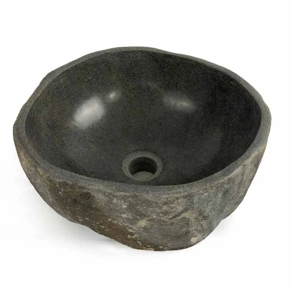 Tvättställ för bänkskiva i naturlig flodsten Agra Viadurini