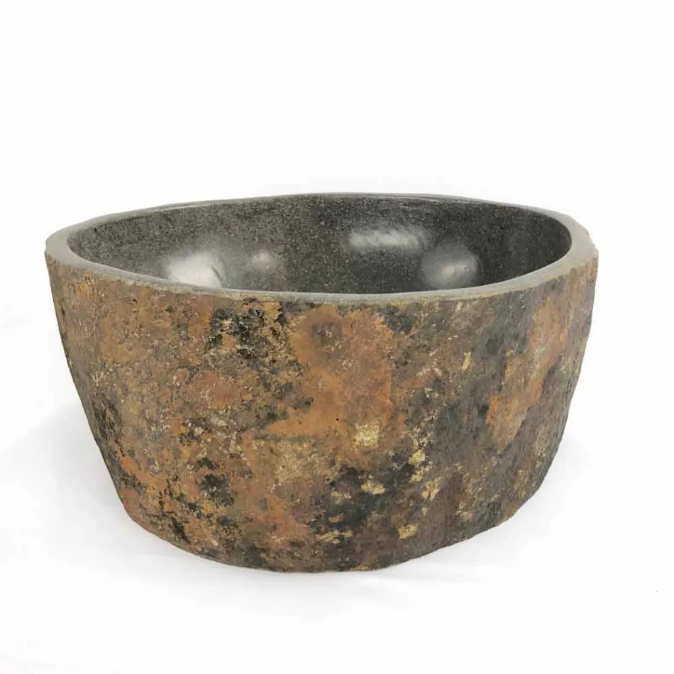 Tvättställ för bänkskiva i naturlig flodsten Agra Viadurini