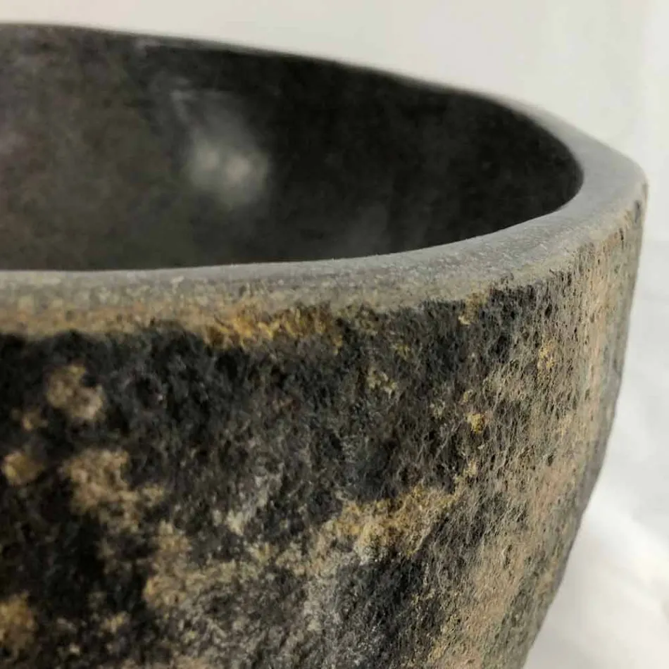 Tvättställ för bänkskiva i naturlig flodsten Agra Viadurini