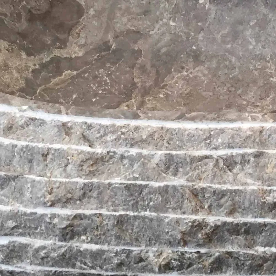 Ivy grå sten bänkskål handfat, unikt stycke Viadurini