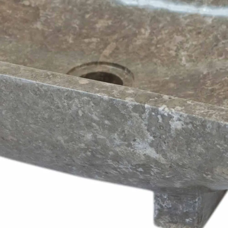 Iria grå natursten tvättställ, unikt stycke Viadurini